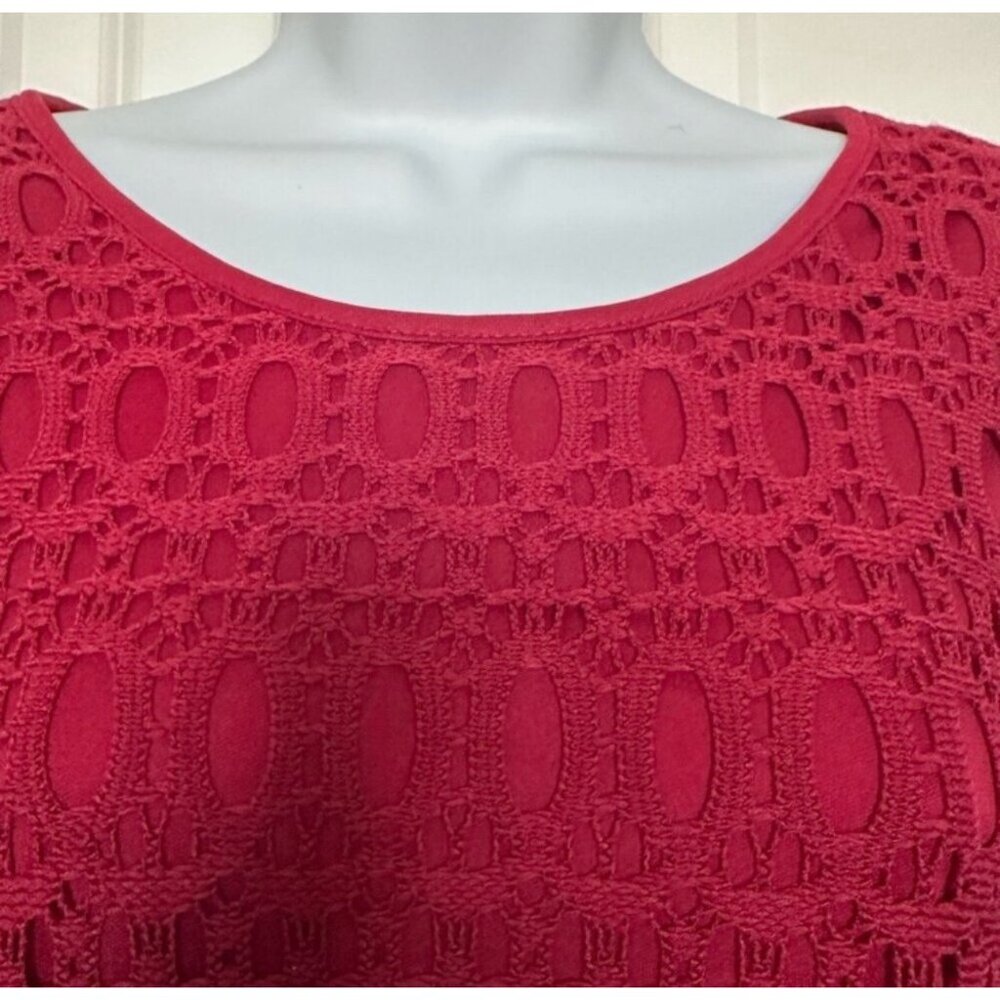 Petite 6 Burgundy Crochet Lace Dress By Established 1962 - Picture 9 of 10